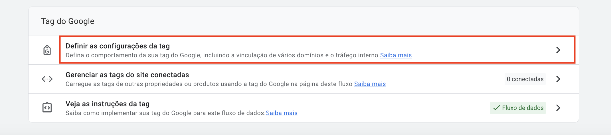 Configurações da tag GA4