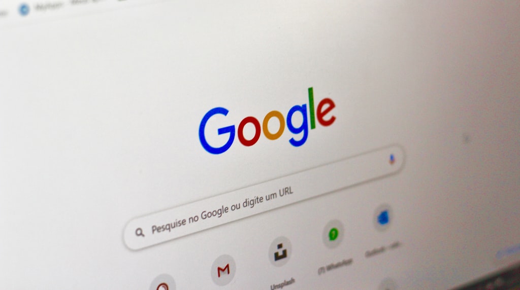 Tela de computador mostrando a pesquisa do Google, tema do Search Console