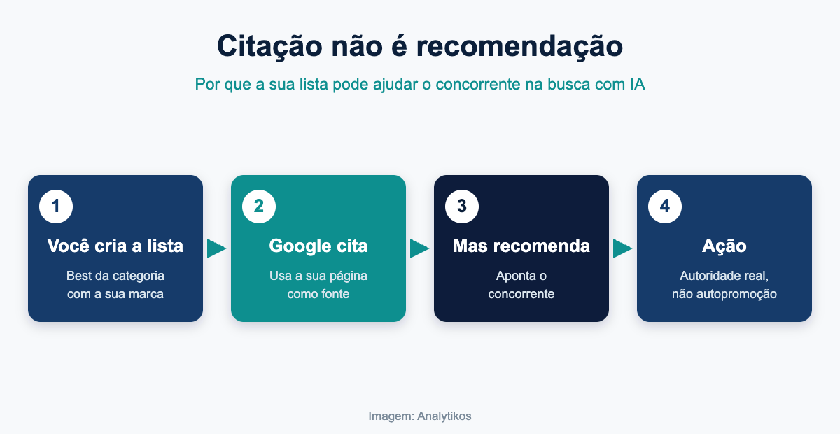 Citação não é recomendação nos AI Overviews