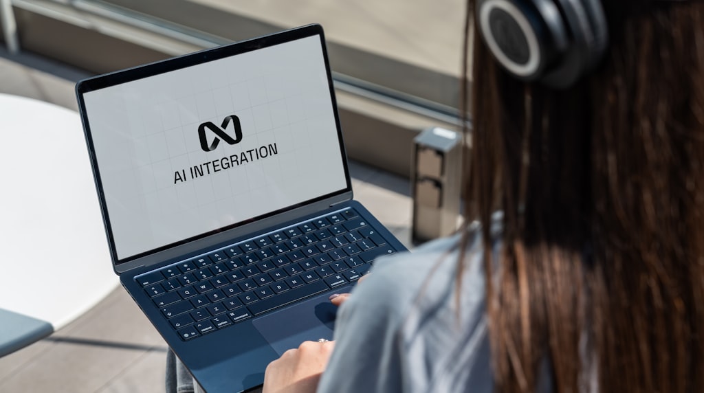Pessoa usando laptop com recursos de inteligencia artificial