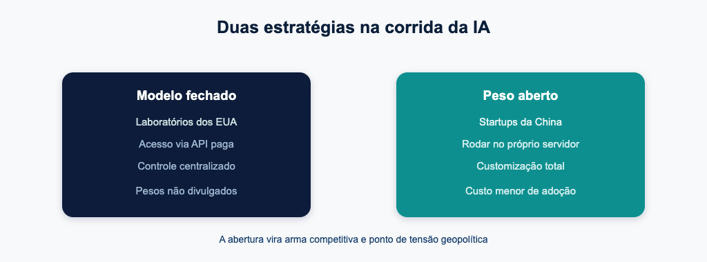 Modelo fechado x peso aberto na corrida da IA