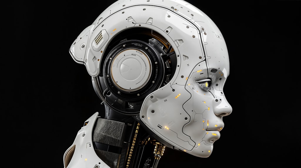 Robo branco em pe representando agentes de IA autonomos