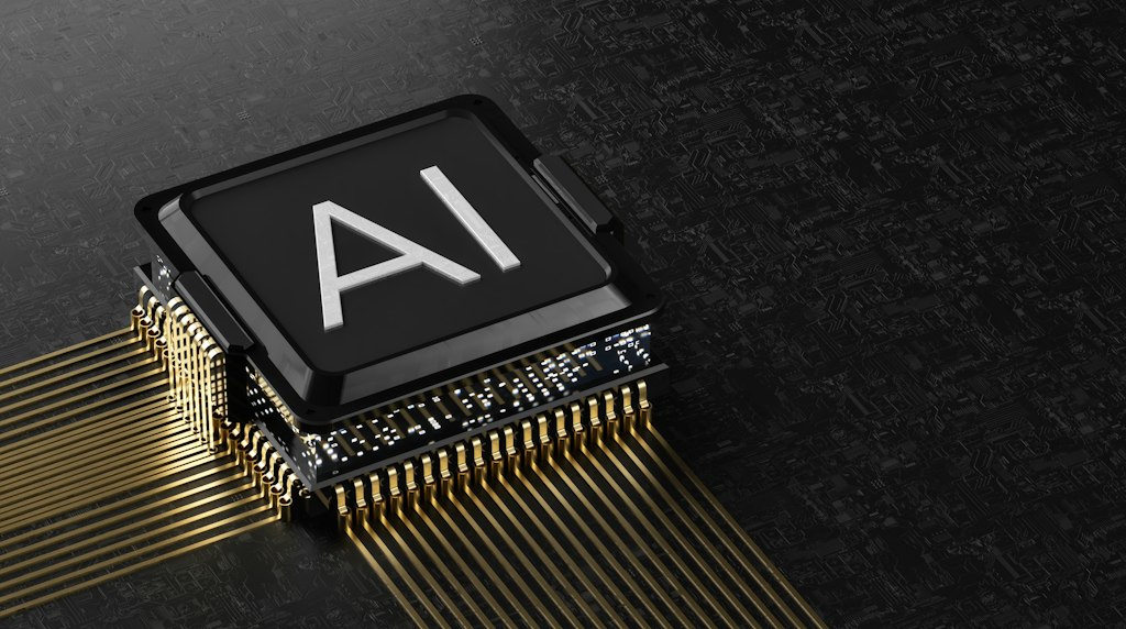 Chip processador de computador com pinos dourados em uma placa de circuito