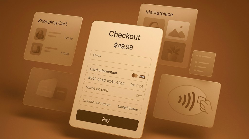 Tela de checkout online com carrinho e dados de pagamento