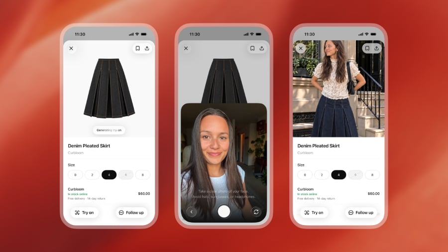 Exemplo do provador virtual do ChatGPT em roupas e acessórios